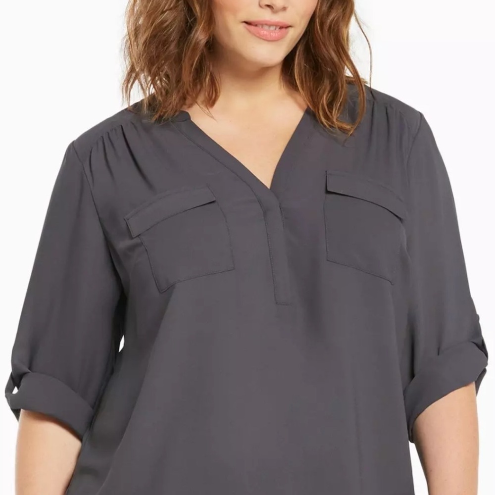 Torrid Charcoal V-Neck Blouse